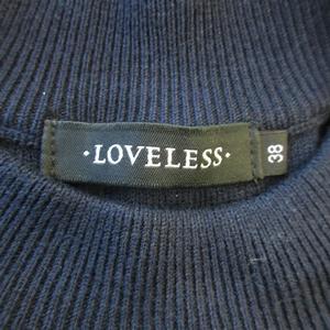 ラブレス LOVELESS レイヤードワンピース ひざ丈 クルーネック ノースリーブ ニット レース ボーダー 38 M 黒 ブラック /AO25 ■GY99 レディース