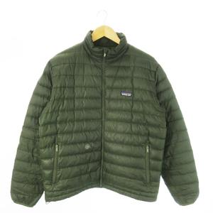 パタゴニア Patagonia ダウンジャケット スタンドカラー ジップアップ ロゴ アウトドア M 緑 カーキ /AO12 ■GY35 メンズ