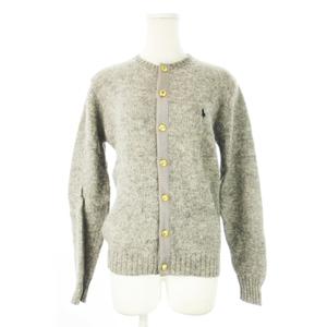 ラルフローレン RALPH LAUREN カーディガン ニット クルーネック 丸首 長袖 ポニーロゴ刺繍 金ボタン M グレー /CK27 ■GY99 レディース