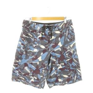 パタゴニア Patagonia ボードショーツ サーフパンツ 31 青 ブルー 総柄 花柄 マルチカラー ボタンフライ レースアップ アウトドア /MN8 ■GY99 メンズ