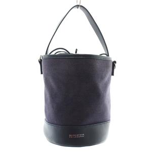 マッキントッシュフィロソフィー MACKINTOSH PHILOSOPHY ハンドバッグ ショルダー 2WAY キャンバス レザー 巾着 総柄 ロゴ 紺 ネイビー /XZ ■GY99 レディース