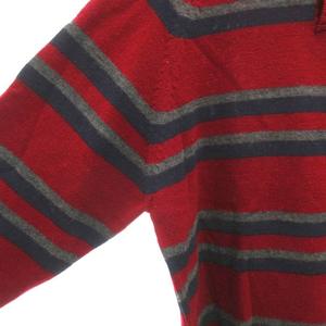 ラルフローレン RALPH LAUREN チャップス CHAPS ニット セーター ハーフボタン ハイネック 長袖 ウール ボーダー L ボルドー 紺 ネイビー /YJ ■GY12 メンズ