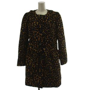 イランイラン YLANG YLANG ノーカラーコート M 黄 イエロー 黒 ブラック レオパード柄 ハーフ丈 /GG ■GY99 レディース