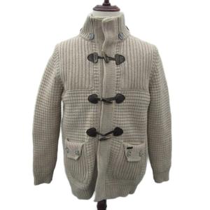 バーク Bark ニットジャケット 上着 ミドル丈 M ベージュ スタンドカラー トグルボタン /SM27 ■GY99 メンズ