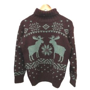 ラルフローレン RALPH LAUREN セーター ウール M バーガンディ ボルドー ノルディック柄 タートルネック 長袖 /KV ■GY99 メンズ