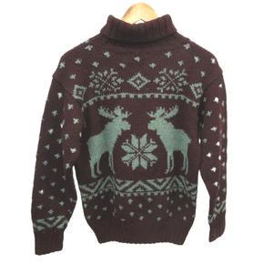 ラルフローレン RALPH LAUREN セーター ウール M バーガンディ ボルドー ノルディック柄 タートルネック 長袖 /KV ■GY99 メンズ