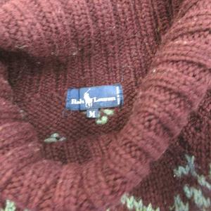 ラルフローレン RALPH LAUREN セーター ウール M バーガンディ ボルドー ノルディック柄 タートルネック 長袖 /KV ■GY99 メンズ