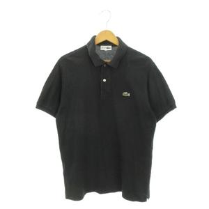 ラコステ LACOSTE CHEMISE LACOSTE ポロシャツ 4 黒 ブラック 無地 半袖 ロゴワッペン 文字ワニ /AH19 ■GY99 メンズ