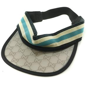 グッチ GUCCI サンバイザー 帽子 GGスプリーム ロゴ インターロッキング ストライプ S マルチカラー 黒 ブラック ターコイズグリーン /SS ■OS ■GY50 レディース