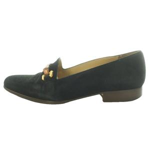 グッチ GUCCI ローファー スエード ラウンドトゥ バンブーモチーフ ホースビット 34.5C 黒 ブラック /SS ■OS ■GY50 レディース