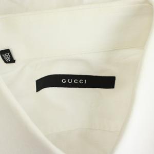 グッチ GUCCI ワイシャツ 長袖 総柄 40/15 3/4 白 ホワイト /AN18 ■GY50 メンズ
