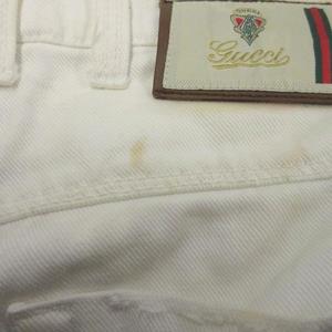 グッチ GUCCI ホワイトデニムパンツ ジーンズ 白 無地 フルレングス 長ズボン ボトムス 222126 XZ322 /YU ■GY50 レディース