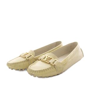 ルイヴィトン LOUIS VUITTON ドライビングシューズ スリッポン エナメルレザー 34.5 イエロー /YO32 ■GY50 