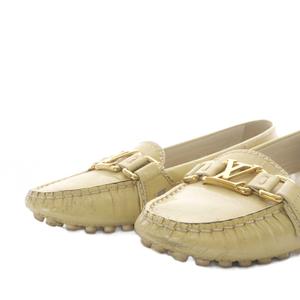 ルイヴィトン LOUIS VUITTON ドライビングシューズ スリッポン エナメルレザー 34.5 イエロー /YO32 ■GY50 