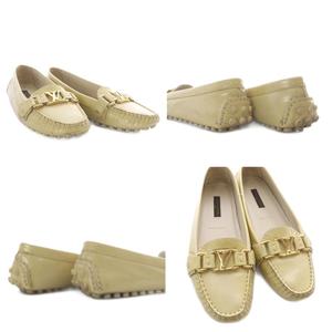 ルイヴィトン LOUIS VUITTON ドライビングシューズ スリッポン エナメルレザー 34.5 イエロー /YO32 ■GY50 