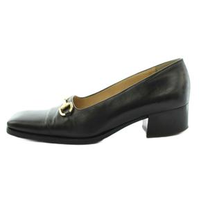グッチ GUCCI パンプス スクエアトゥ チャンキーヒール ビット金具 レザー 36.5 23.5cm 黒 ブラック 441 101 1420 /MI ■GY50 レディース