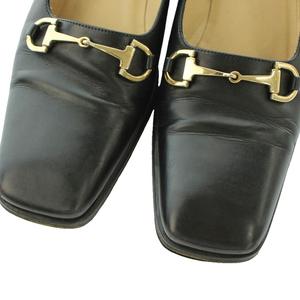 グッチ GUCCI パンプス スクエアトゥ チャンキーヒール ビット金具 レザー 36.5 23.5cm 黒 ブラック 441 101 1420 /MI ■GY50 レディース