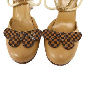 ルイヴィトン LOUIS VUITTON パンプス ウェッジソール 蝶々モチーフ ダミエ 35 1/2 キャメル ベージュ ■GY50 レディース