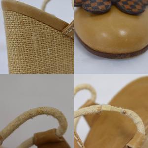 ルイヴィトン LOUIS VUITTON パンプス ウェッジソール 蝶々モチーフ ダミエ 35 1/2 キャメル ベージュ ■GY50 レディース