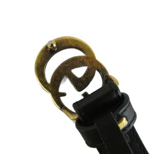 グッチ GUCCI ダブルG スリムベルト GGマーモント レザー バックル ゴールド金具 80・32 黒 ブラック 409417 /XZ ■GY76 レディース