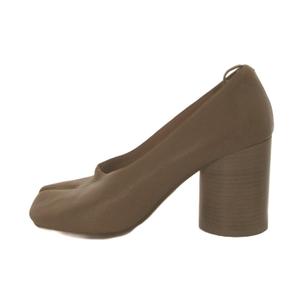 メゾンマルジェラ 22 Maison Margiela 22 タビ パンプス チャンキーヒール レザー ロゴ 38 24.5-25cm 茶 ブラウン ■GY76 /MQ レディース