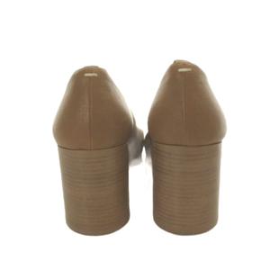 メゾンマルジェラ 22 Maison Margiela 22 タビ パンプス チャンキーヒール レザー ロゴ 38 24.5-25cm 茶 ブラウン ■GY76 /MQ レディース