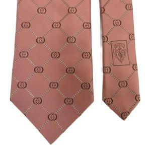 グッチ GUCCI ネクタイ 絹 シルク ワイドタイ インターロッキングG 総柄 ピンク /XZ ■GY76 メンズ