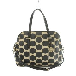ケイトスペード KATE SPADE 2WAY ハンドバッグ ショルダーバッグ PVC 総柄 黒 ブラック アイボリー /MI ■GY06 レディース