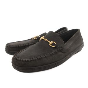 グッチ GUCCI ローファー スリッポン ホースビット スエード 黒 ブラック 37 1/2  1000424 /FF ■GY50 レディース