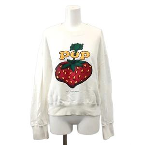 ヒステリックグラマー HYSTERIC GLAMOUR スウェット トレーナー いちご柄 クルーネック 長袖 Free 白 ホワイト /NP ■GY74 レディース