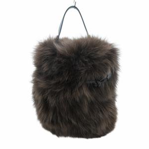 ヴィオラドーロ VIOLA d'ORO 美品 2way ショルダーバッグ ハンド ポシェット フォックスファー 茶 ブラウン /HO レディース