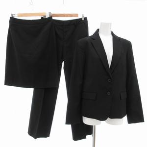 コムサイズム COMME CA ISM スーツ セットアップ テーラードジャケット タイトスカート パンツ スラックス 3点セット M L ブラック /UO レディース