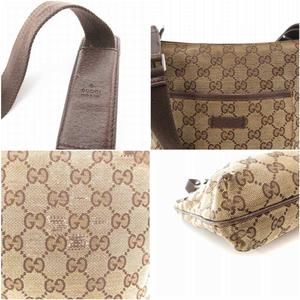グッチ GUCCI ショルダーバッグ 斜めがけ GGキャンバス 茶