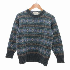 インバーアラン INVERALLAN ヴィンテージ セーター ニット ウール フェアアイル柄 グリーン系 /UO メンズ