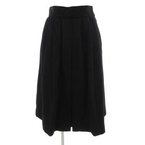イヴサンローラン YVES SAINT LAURENT ヴィンテージ タックスカート ウール ミディ丈 M ブラック /UO レディース