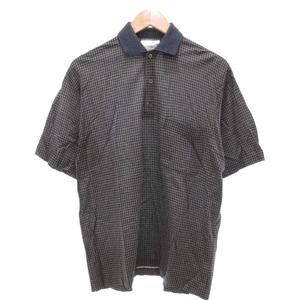 エルメネジルドゼニア Ermenegildo Zegna ヴィンテージ ポロシャツ チェック柄 半袖 50 ダークグレー /AE メンズ