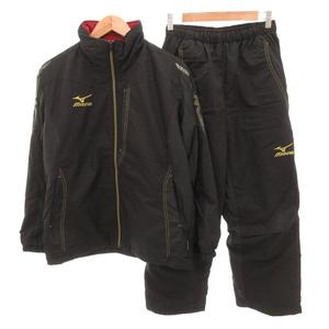 ミズノ MIZUNO ブレスサーモ ウォーマーシャツ パンツ セットアップ ウィンドブレーカー 中綿 ロゴ刺繍 S 黒 ブラック /FF メンズ