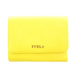 未使用品 フルラ FURLA バビロン 財布 ウォレット 三つ折り レザー 黄色 /UO レディース