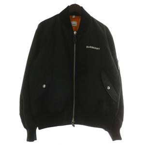 バーバリー BURBERRY 23AW GILLAN 中綿ジャケット MA-1 ブルゾン アウター ナイロン バックプリント ジップアップ ロゴ S 黒 ブラック オレンジ 8056117 /XZ メンズ