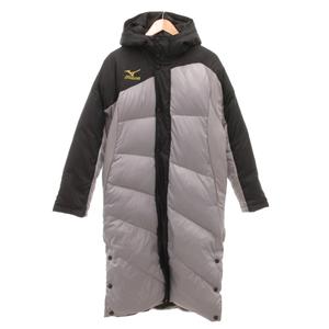 ミズノ MIZUNO ダウンコート ベンチコート フード ロゴ ロング丈 M グレー /AE メンズ