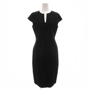 ブルックスブラザーズ BROOKS BROTHERS 美品 ワンピース キーネック 半袖 ミモレ ロング 2 黒 ブラック /AE レディース