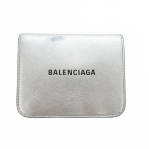 バレンシアガ BALENCIAGA CASH MINI WALLET 財布 三つ折り レザー ロゴ シルバーカラー 640173 /UO ☆AA★ メンズ レディース