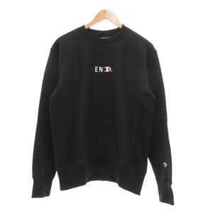 未使用品 チャンピオン CHAMPION END. タグ付き REVERSE WEAVE WARM UP リバースウィーブ クルーネック スウェットシャツ トレーナー 長袖 ロゴ 裏起毛 S ブラック /UO メンズ