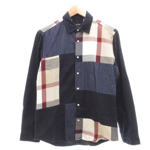 ブラックレーベルクレストブリッジ BLACK LABEL CRESTBRIDGE パッチワーククレストブリッジチェックシャツ 長袖 マルチパターン M 紺 ネイビー /UO メンズ