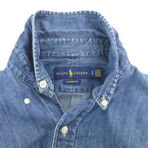 ラルフローレン RALPH LAUREN 国内正規 CLASSIC FIT シャンブレーシャツ ボタンダウン BD 半袖 ポニー刺繍 S ブルー系 /UO メンズ