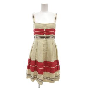 ラルフローレン RALPH LAUREN キャミワンピース リネン フレア ひざ丈 9 ベージュ /AE レディース