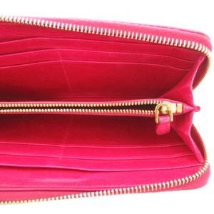 プラダ PRADA キルティング 長財布 L字ファスナー ピンク ロゴ /UO レディース