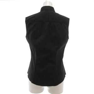 プラダ PRADA ノースリーブ ブラウス レースアップリケ 42 ブラック /UO レディース