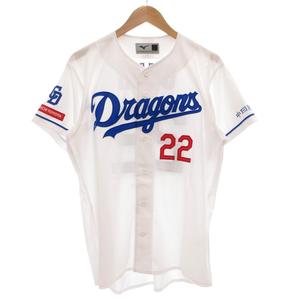 ミズノ MIZUNO 中日ドラゴンズ 背番号22 大野雄大 レプリカ ユニフォーム ホーム ゲームシャツ L 白 ホワイト 青 ブルー /GV メンズ