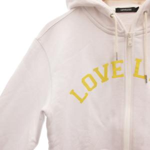 未使用品 ラブレス LOVELESS タグ付き ジップアップパーカー スウェット L アーチロゴ プリント 裏毛 白 ホワイト 黄 イエロー /GV メンズ